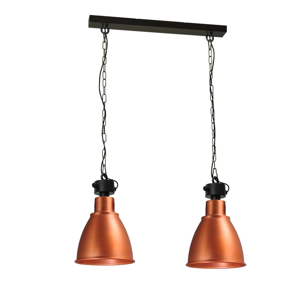 Dining room lamp Industria 2x27 Bud red copper with black