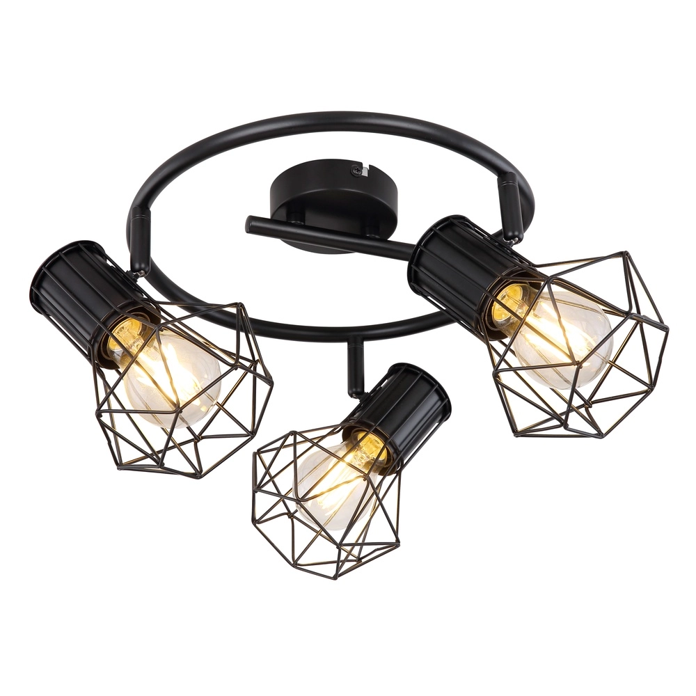 Round ceiling lamp Priska 3-light black
