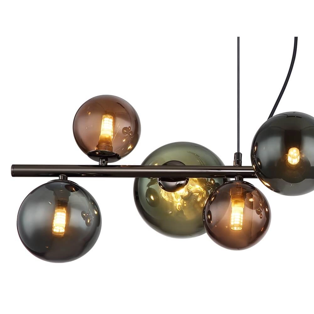 Black pendant lamp Riha Coloured glass 9-lights Globo 9007371456116