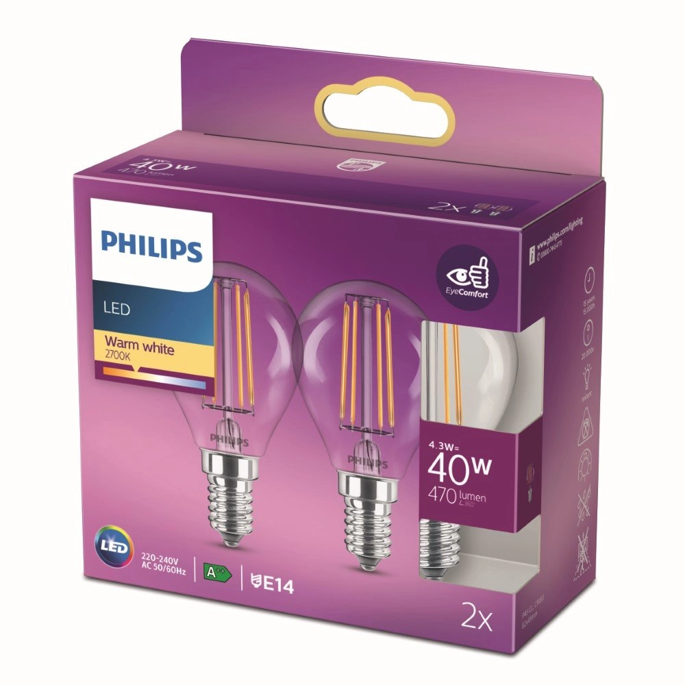 4,5W - E14 - 2700K - 470 lumen set with 2pcs