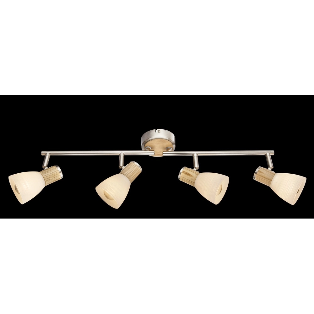 Ceiling lamp Gylfi Nickel with wood 4-lights Globo 9007371352548