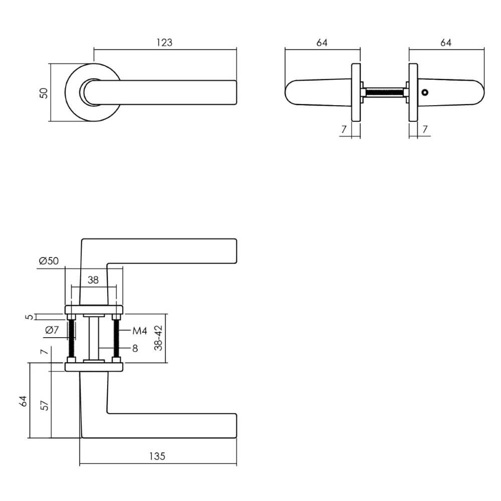 Door handle Broome aluminium black Ø 5cm Intersteel 8714186505212