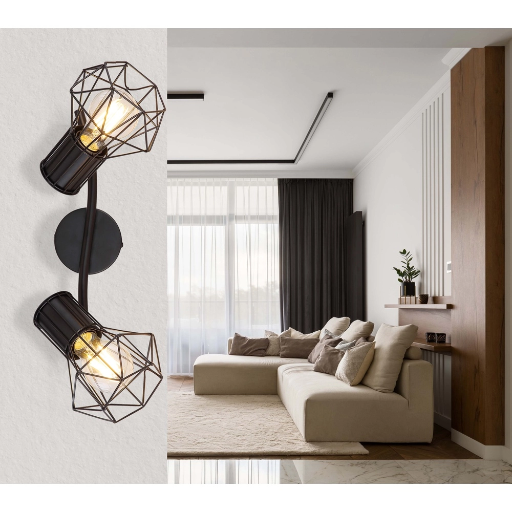 Ceiling lamp Priska 2-light black Globo 9007371400171
