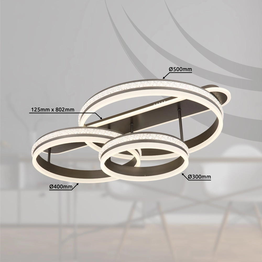 Design ceiling lamp Grouni 3 rings titanium brushed Globo 9007371449002