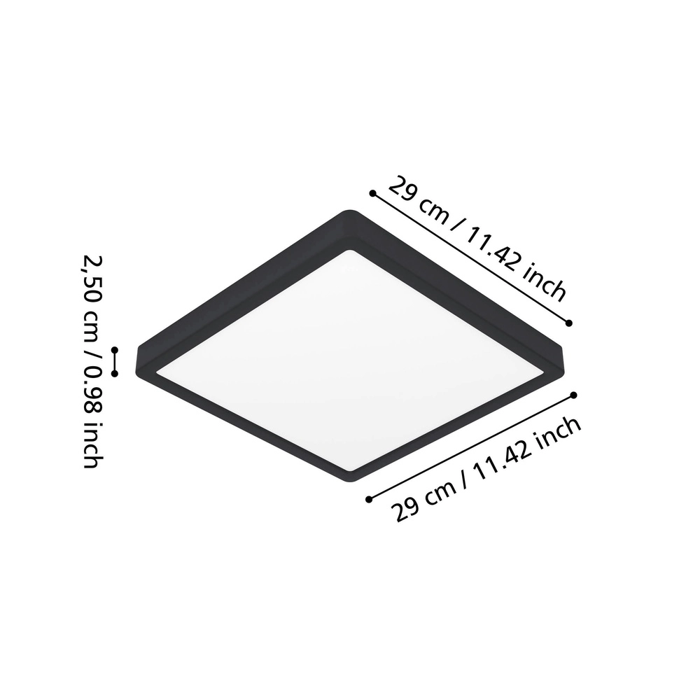 Ceiling light IP44 Fueva 6 Square - Black - 29x29cm Eglo 9008606330355