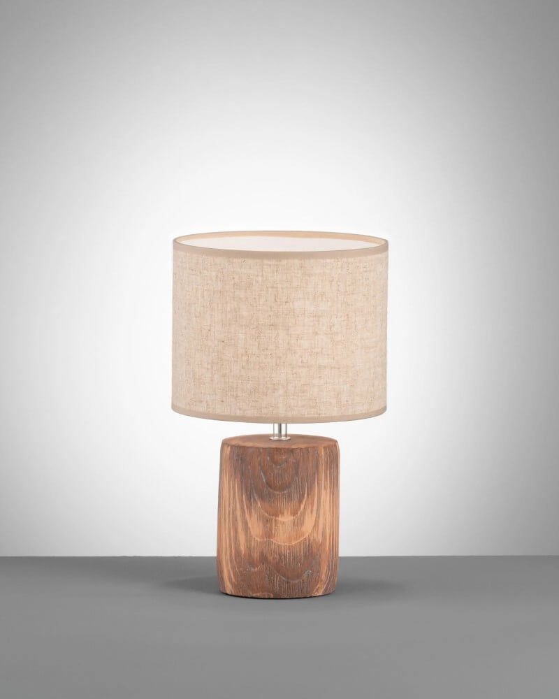 Wooden table lamp Malik with sand-coloured roof