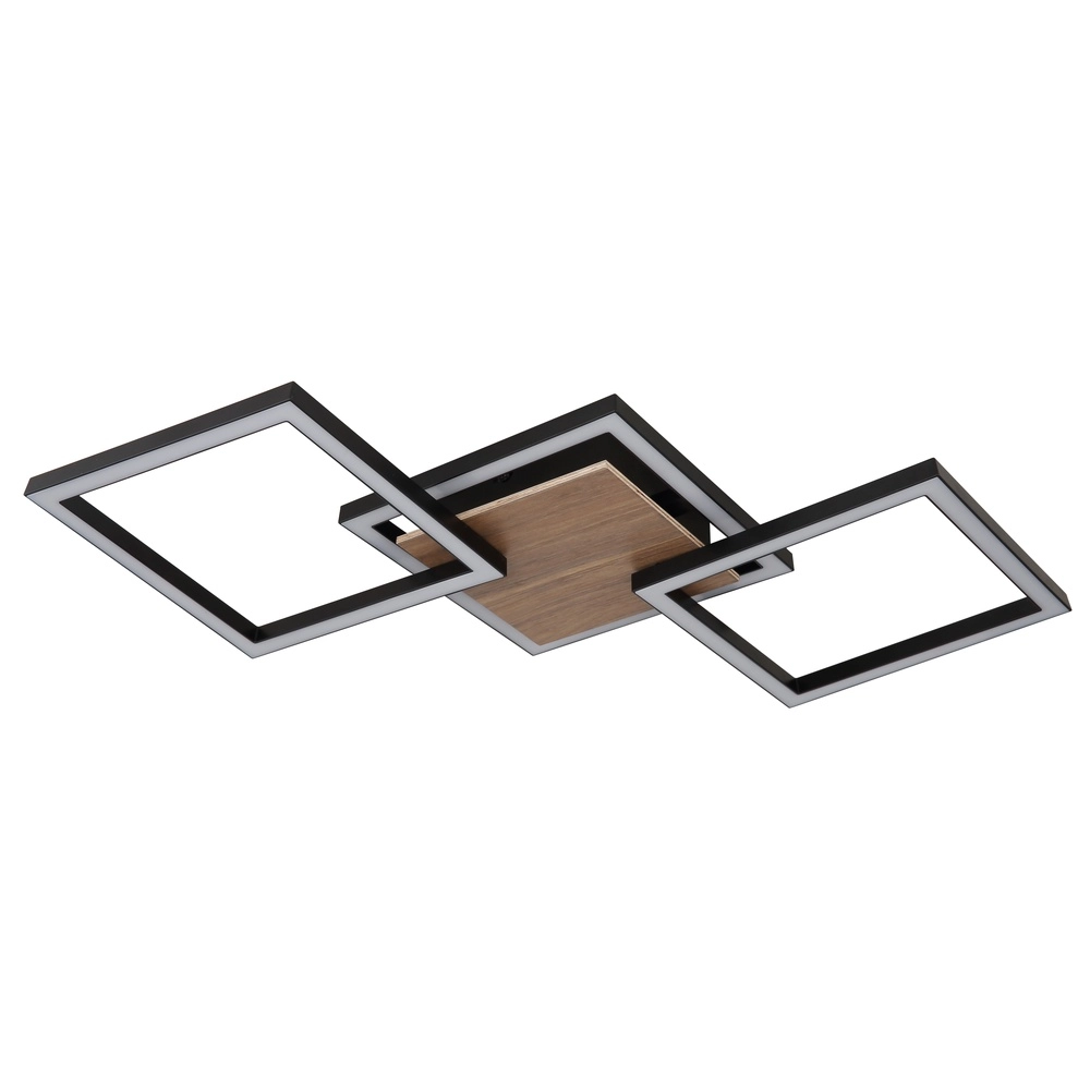 Design ceiling lamp Kaden black with wood look Globo 9007371468324