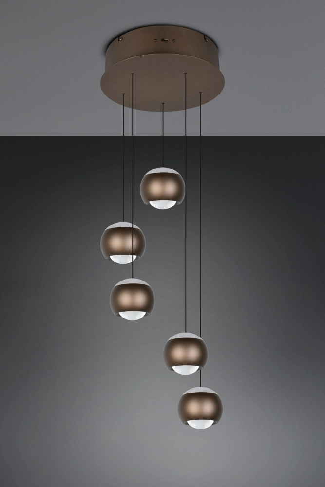 5-light vide pendant lamp Orbit Platinum Brown Trio 4017807686579