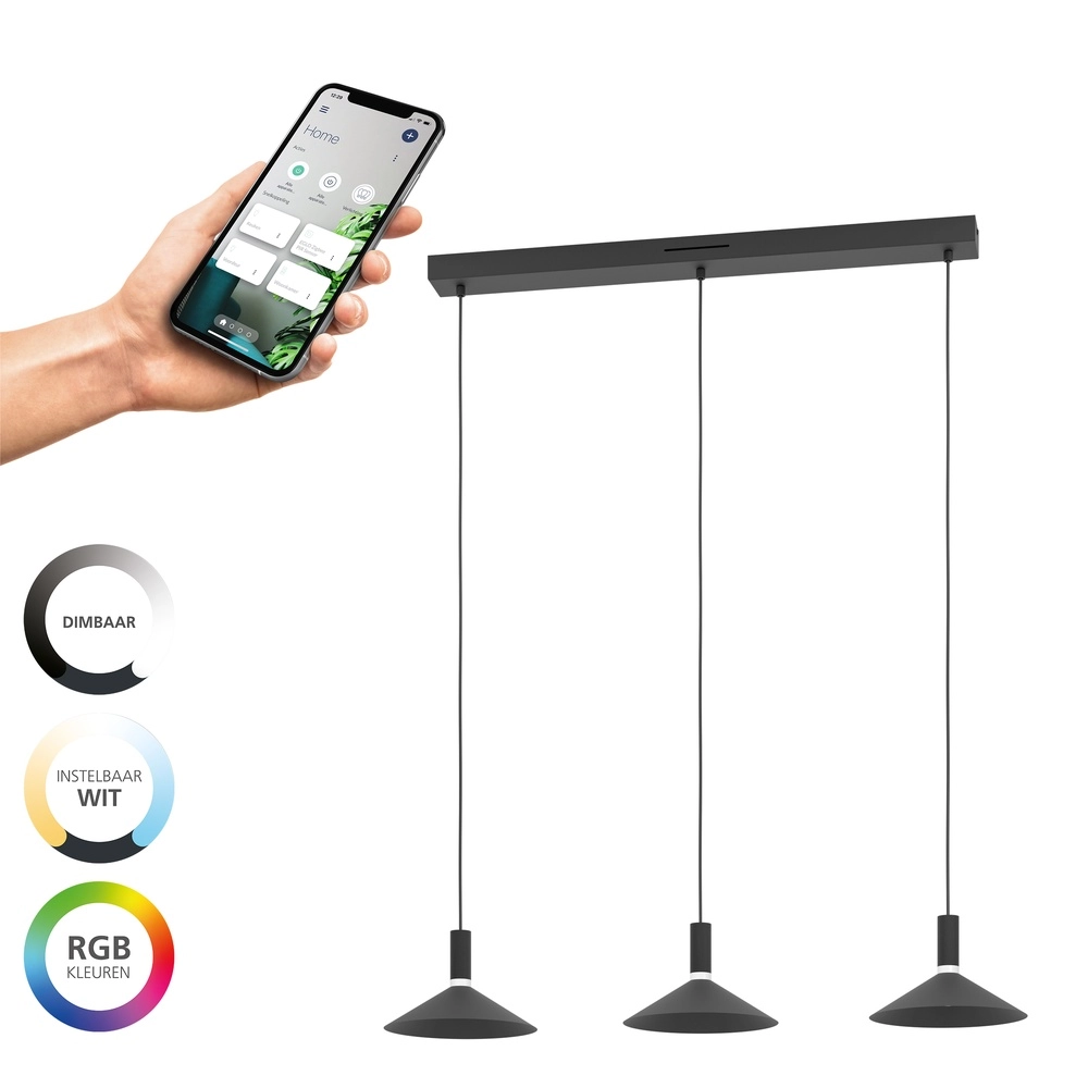 Pendant lamp Conomavilla-Z Smart Black 3-light