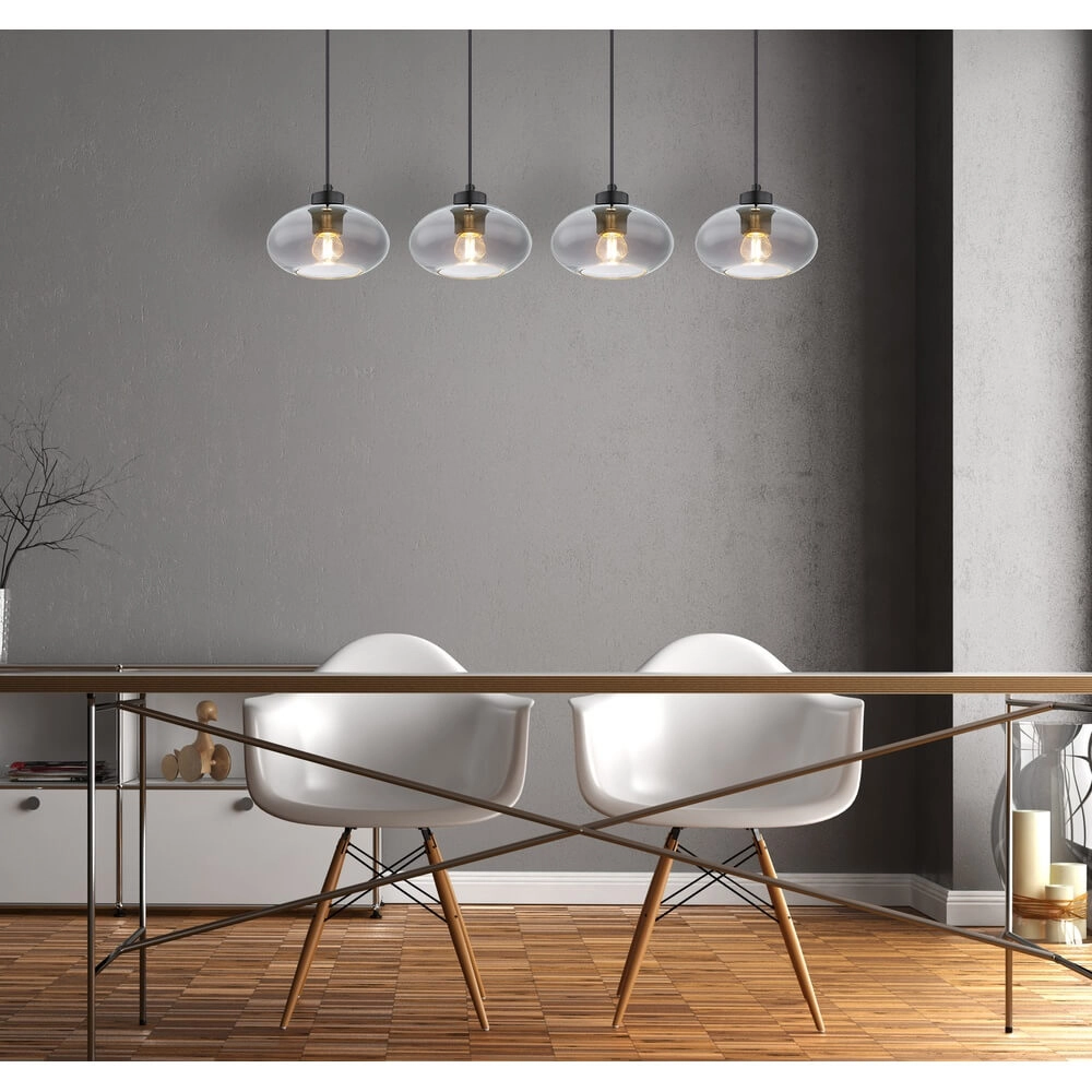 Black pendant lamp Shaun 4-light straight Globo 9007371442478