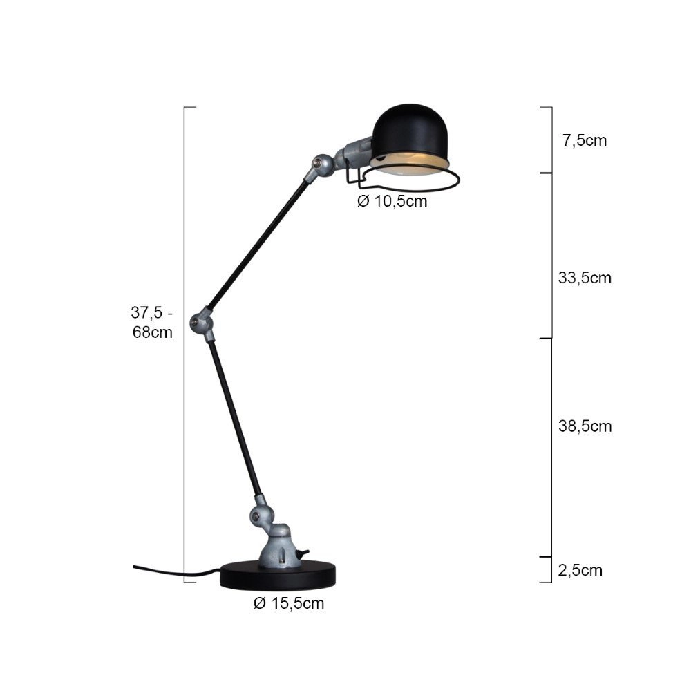 Rustic desk lamp Davin Black with vintage grey Steinhauer 8712746102017