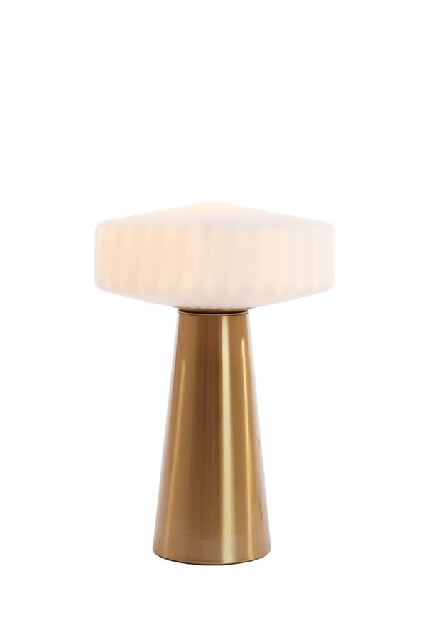 Table lamp Pleat gold with white Ø 30cm Light & Living 8717807687717