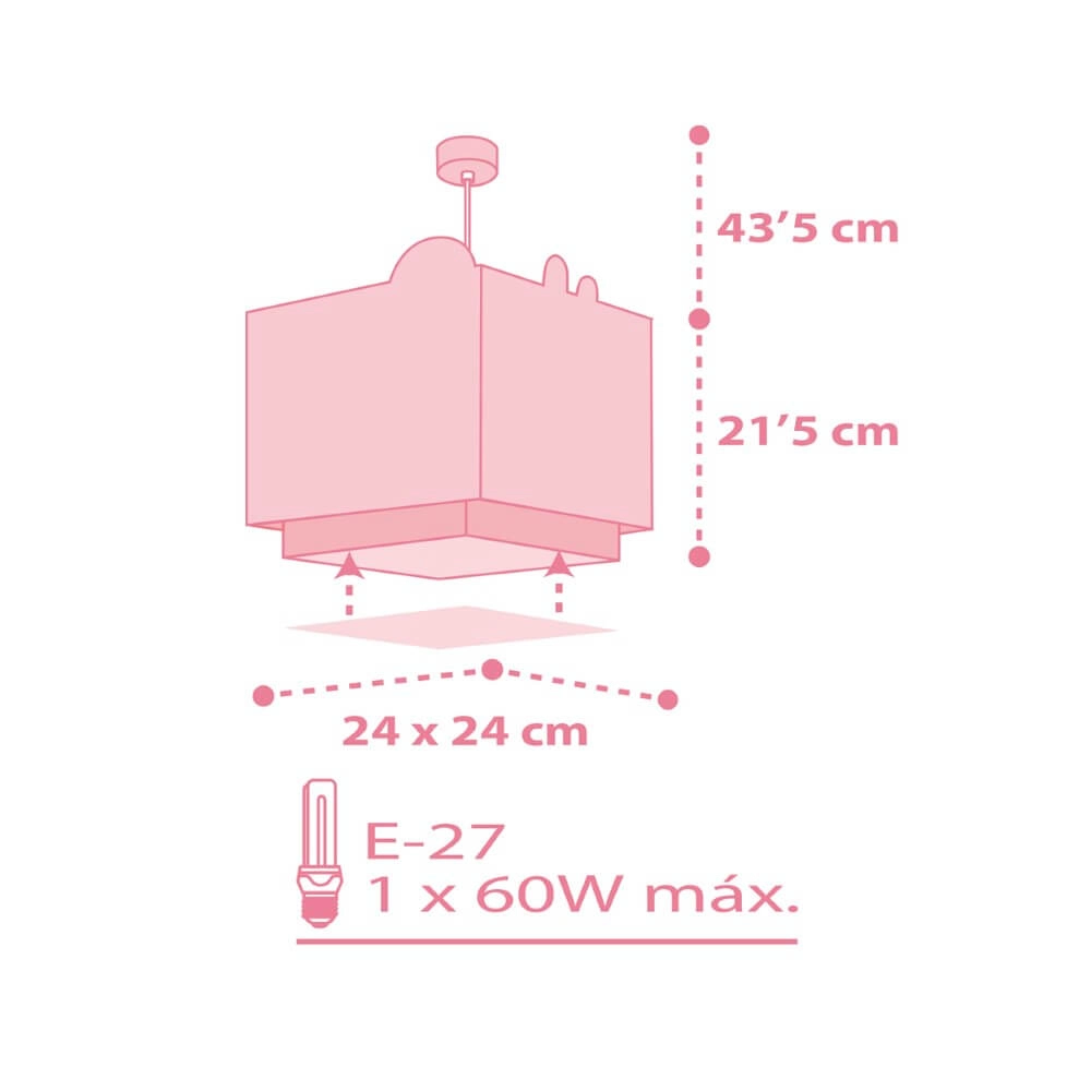 Children's room hanging lamp Baby Jungle soft pink with white Dalber 8420406002835