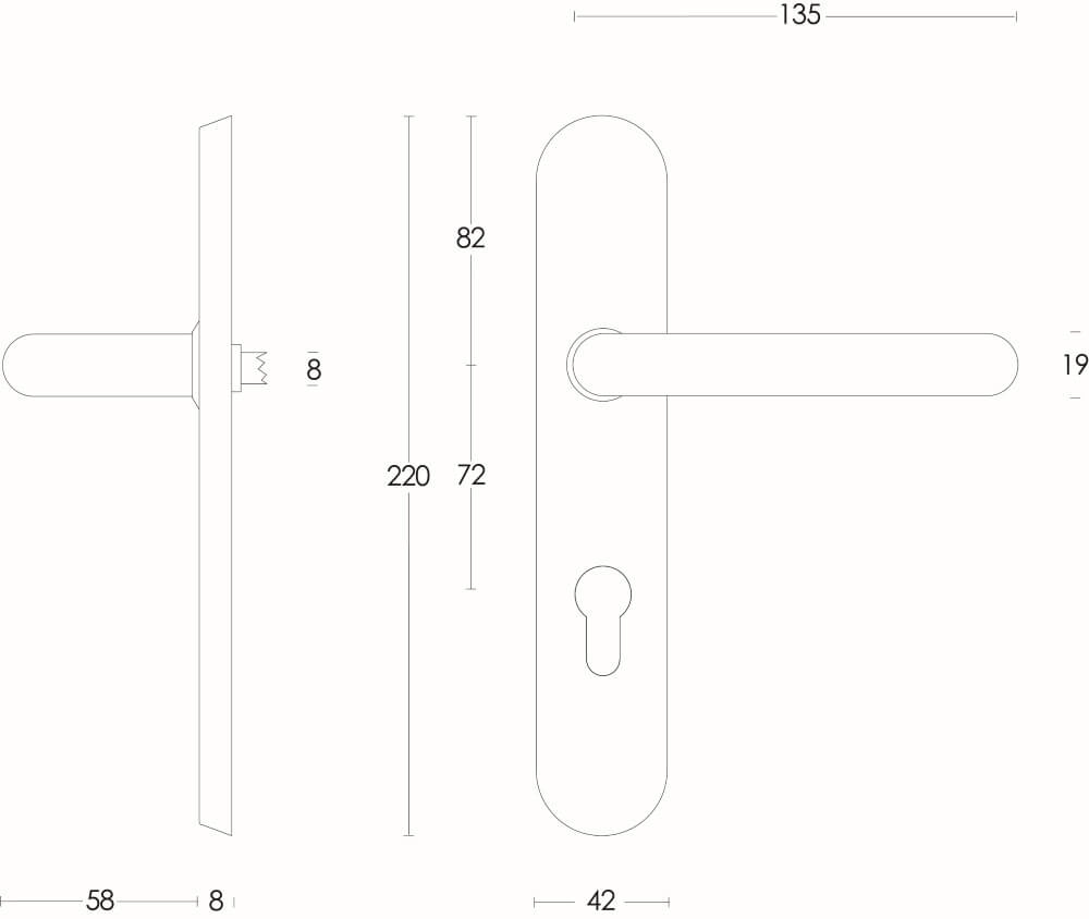 Tight door handle Rond PC 72mm stainless steel Intersteel 8714186060629