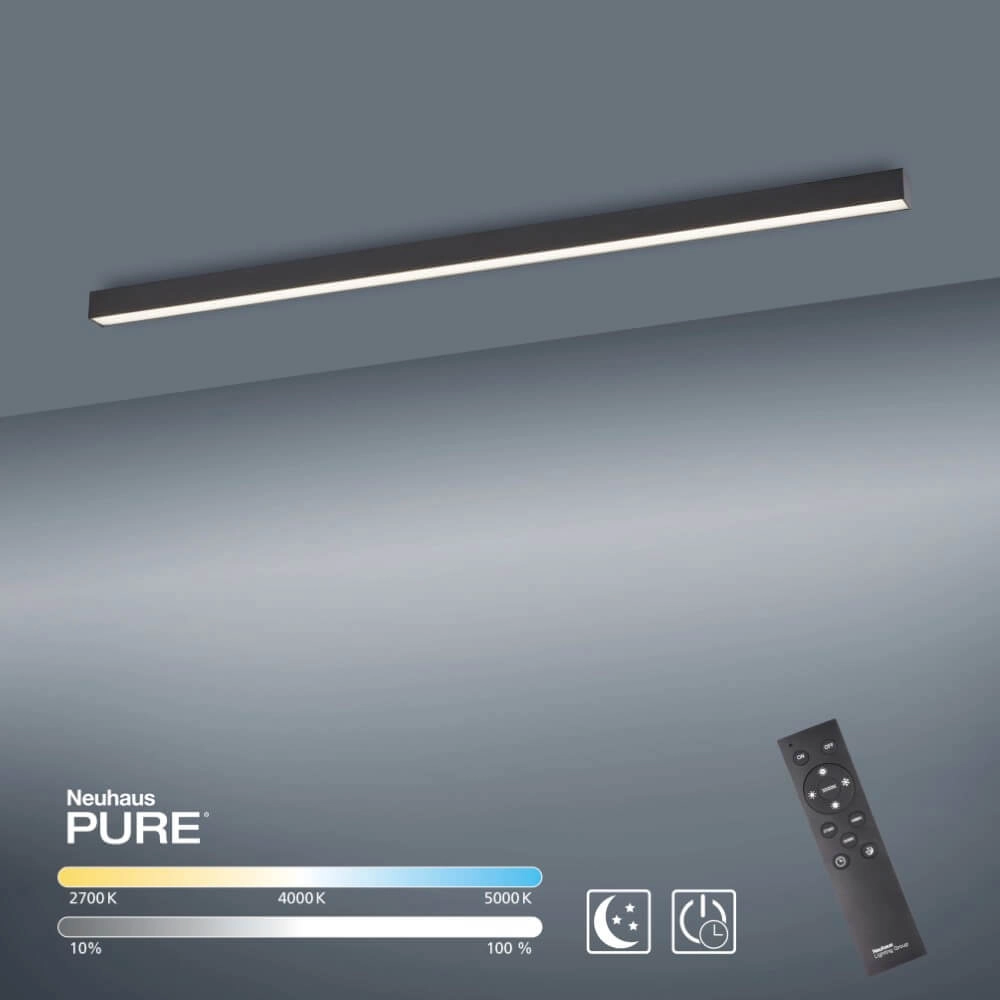 Sleek ceiling lamp Pure Lines Straight anthracite Paul Neuhaus 4012248357903