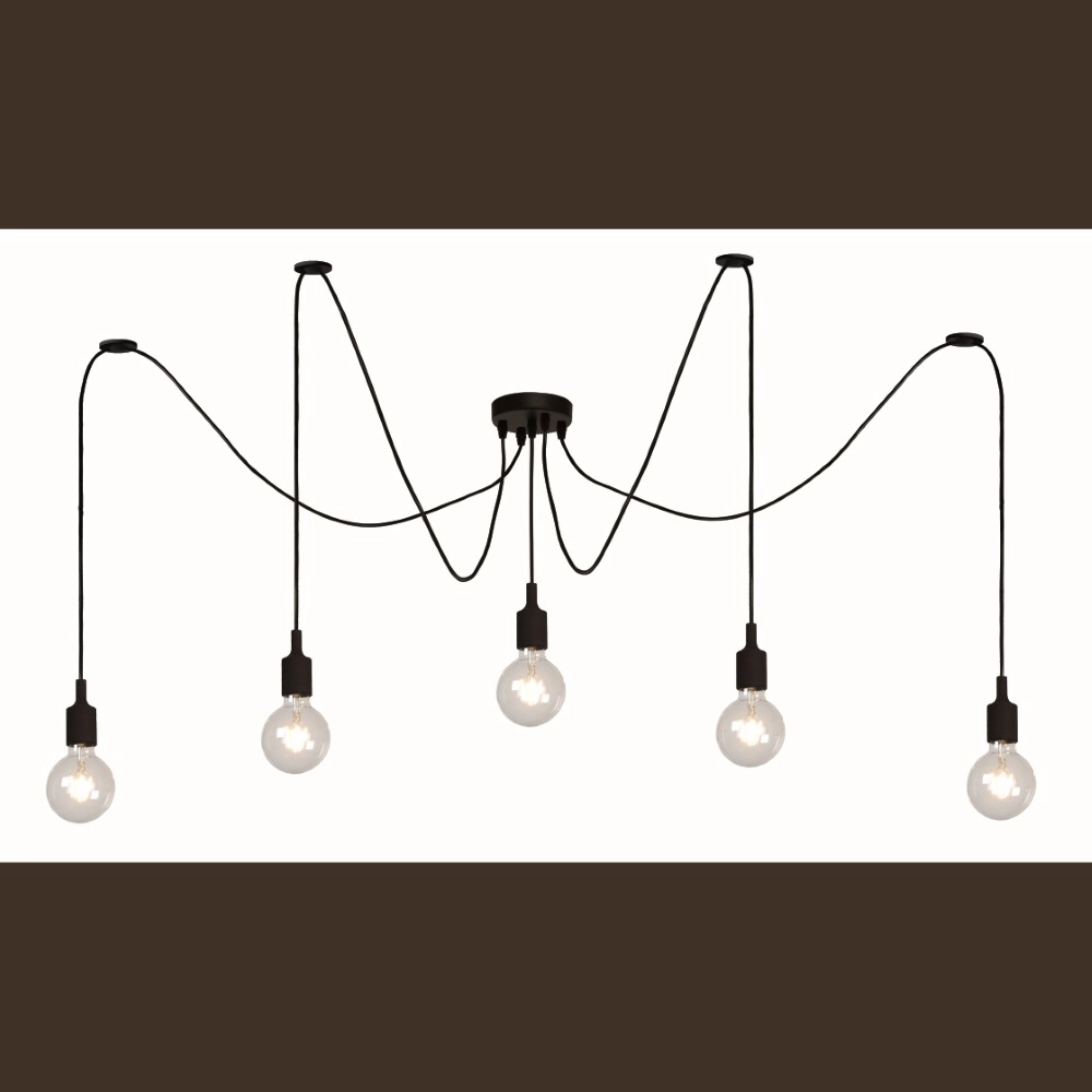 5-light pendant lamp black Fix suitable for loft