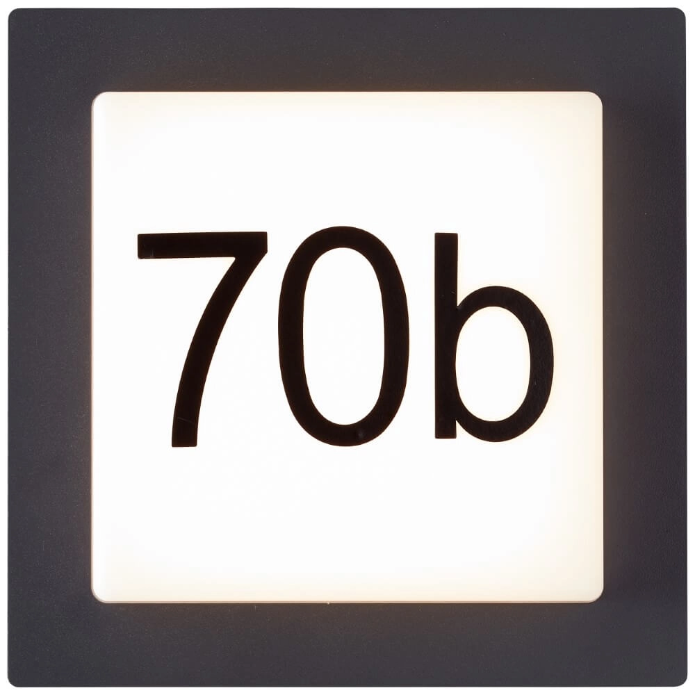 Black façade lamp Sten with house number Brilliant 4004353412820