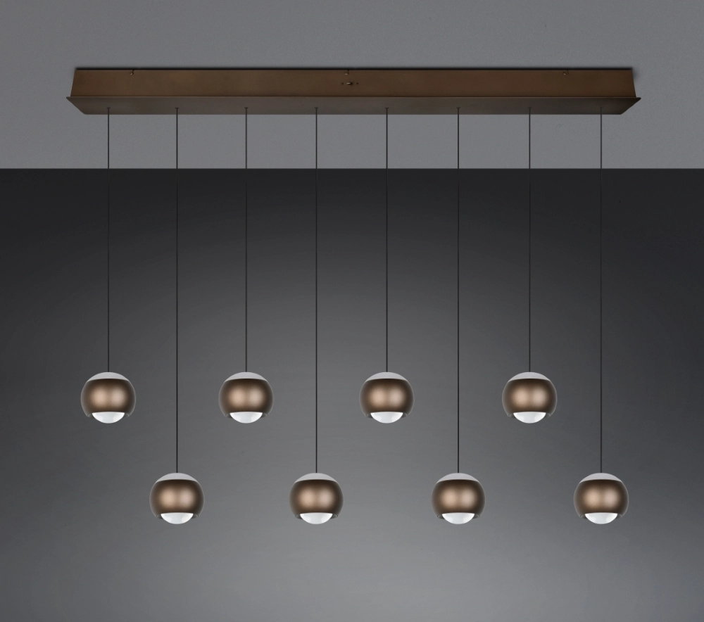 8-light LED pendant light Orbit Dining Table - Platinum Brown Trio 4017807686616