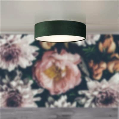 Ceiling lamp Drum Pleat 50cm green velvet Searchlight 5053423187235