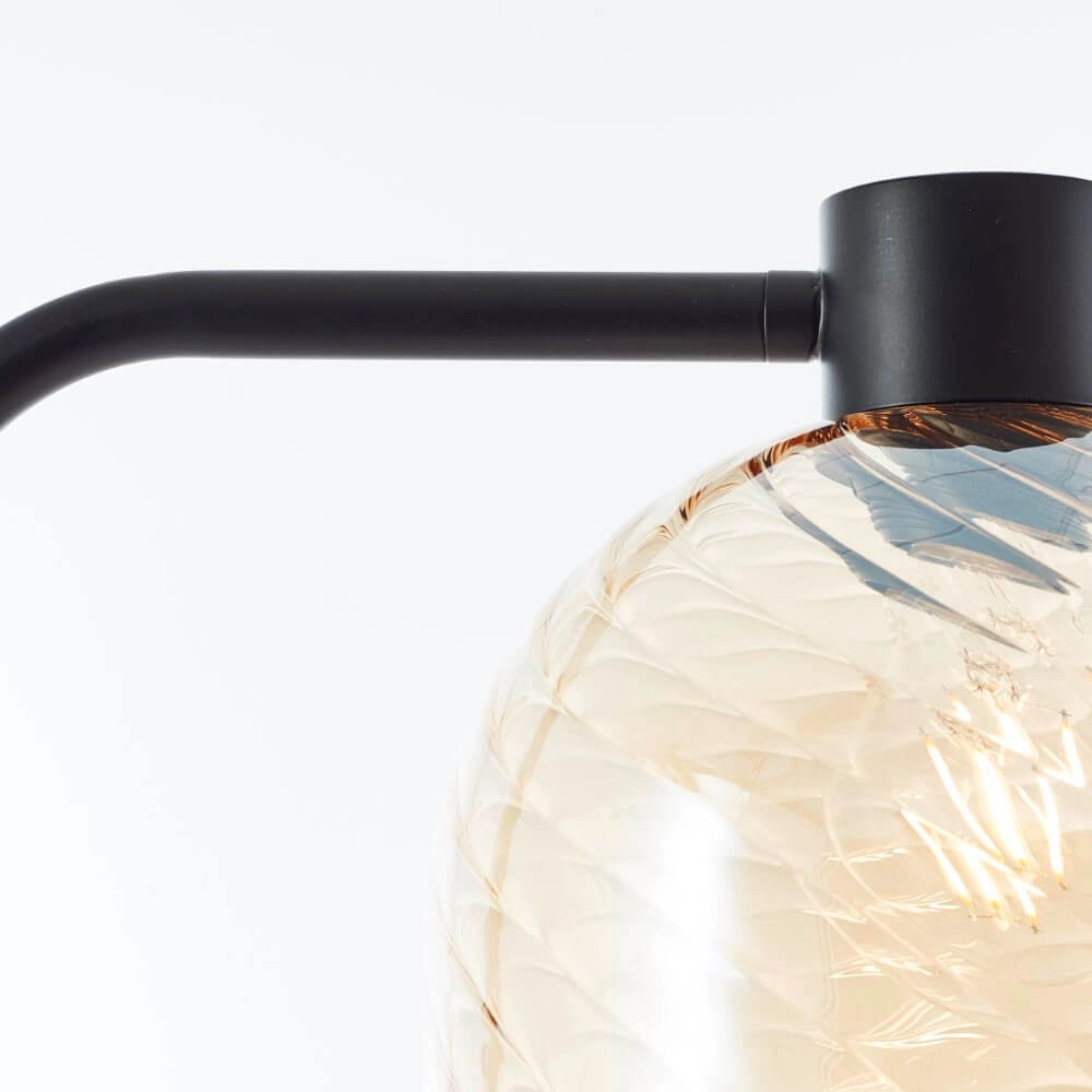 Floor lamp Casto black with amber glass Brilliant 4004353446849
