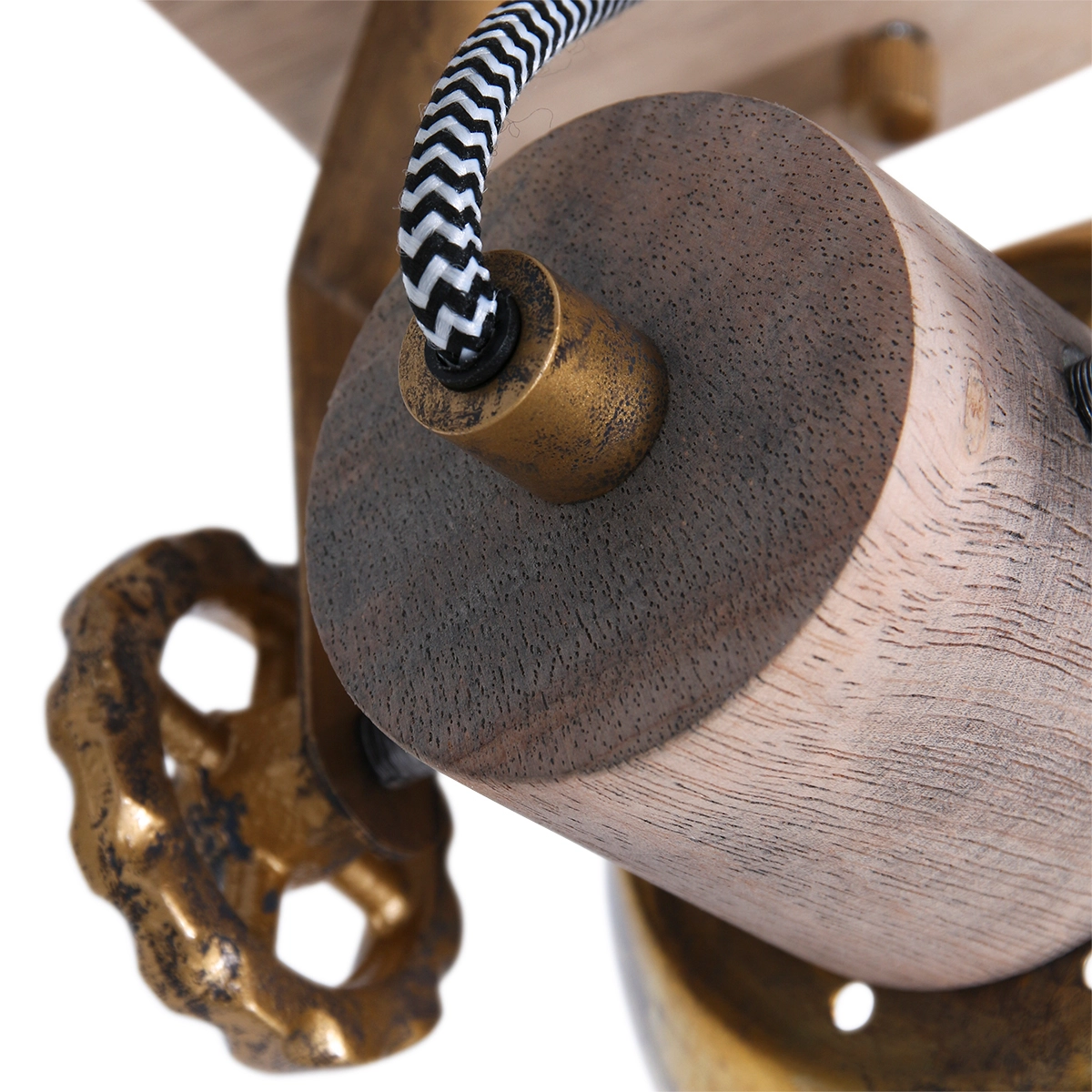 Industrial ceiling lamp Gearwood Bronze with wood Steinhauer 8712746135022