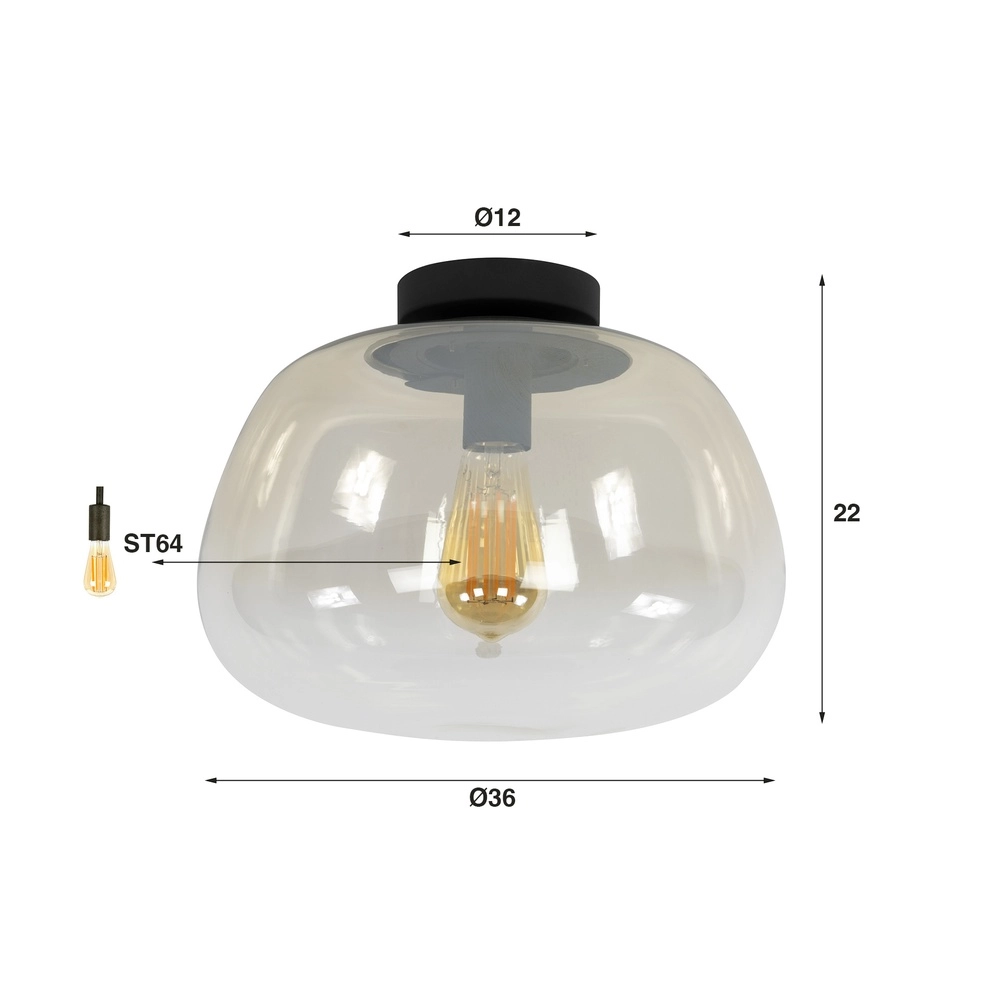 Glass ceiling lamp Pulse Ø 36cm - amber glass Lyora 8716803512030