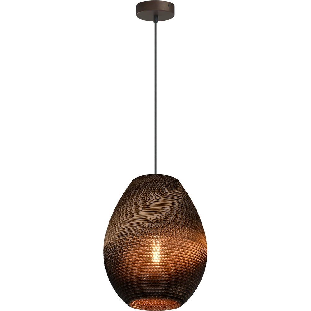 1-light pendant lamp Carta Pineapple Think-paper cocoa Ø 29cm