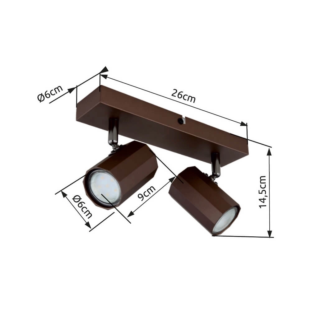 Bronze ceiling lamp James double Globo 9007371447886