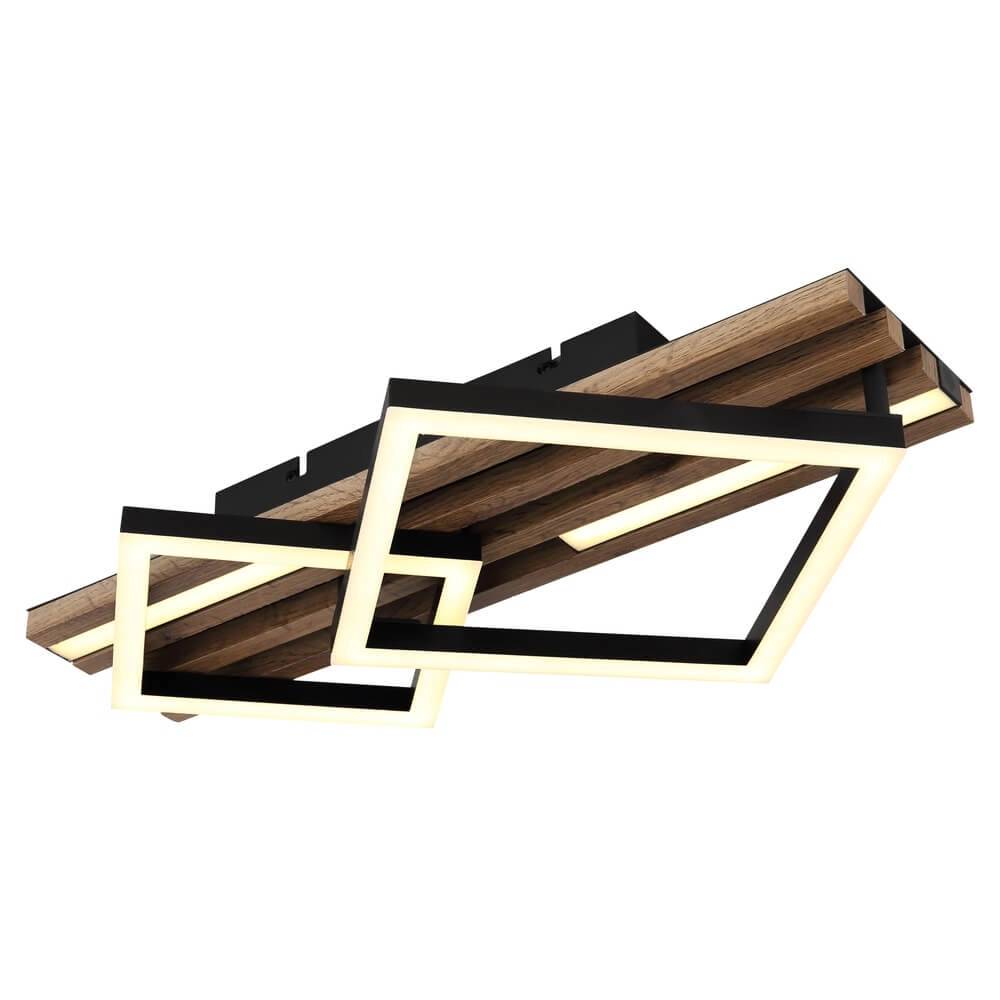 Ceiling lamp Obrien black with wood 2-lightest