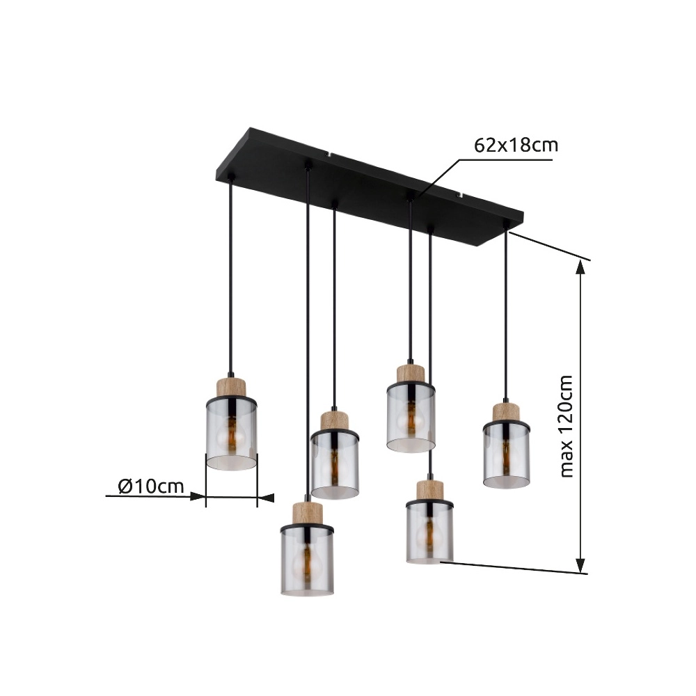 6-light pendant lamp Reid Black Globo 9007371448265