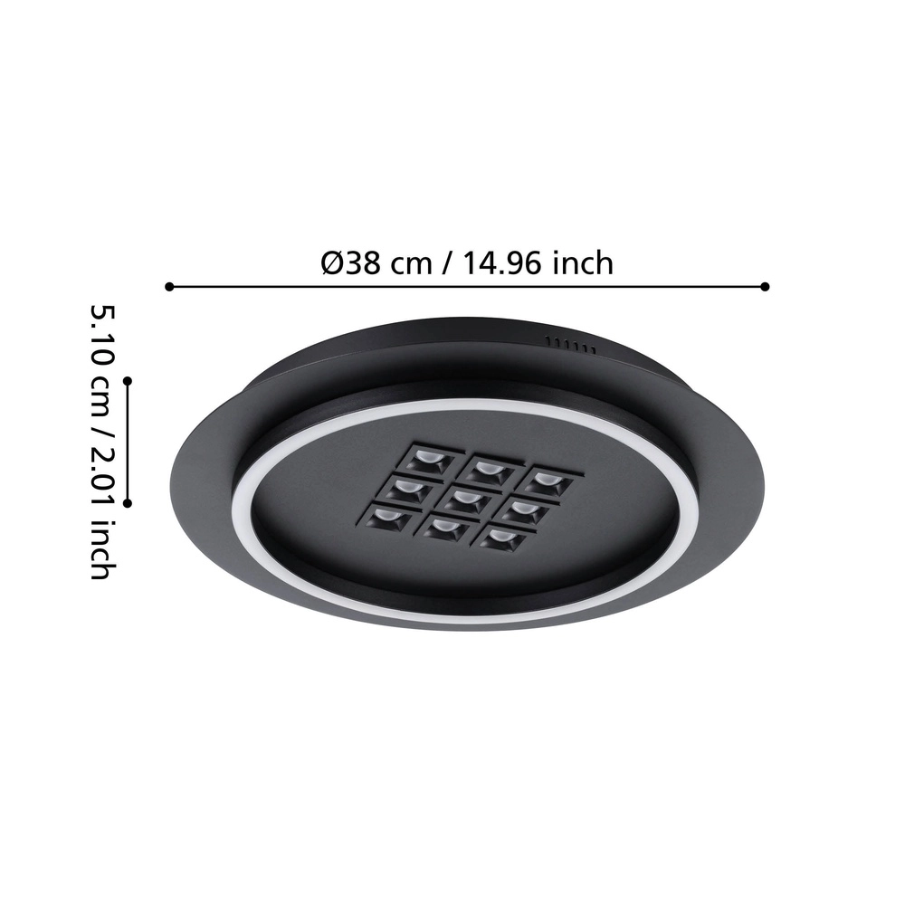 Modern led ceiling light Balazote Ø 38cm - black Eglo 9008606312702