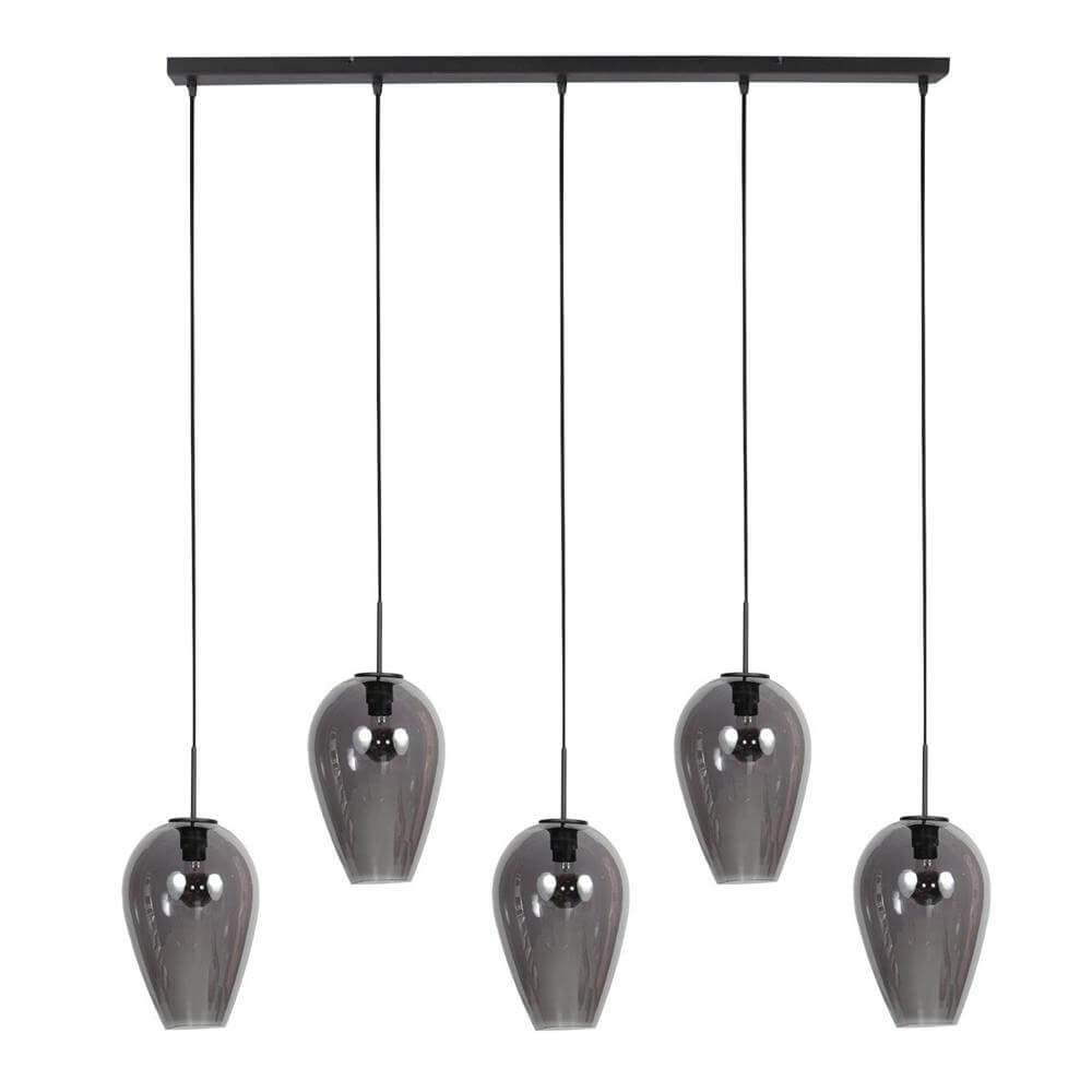 Pendant lamp HaloSwap black with smoke glass Steinhauer 8712746179651