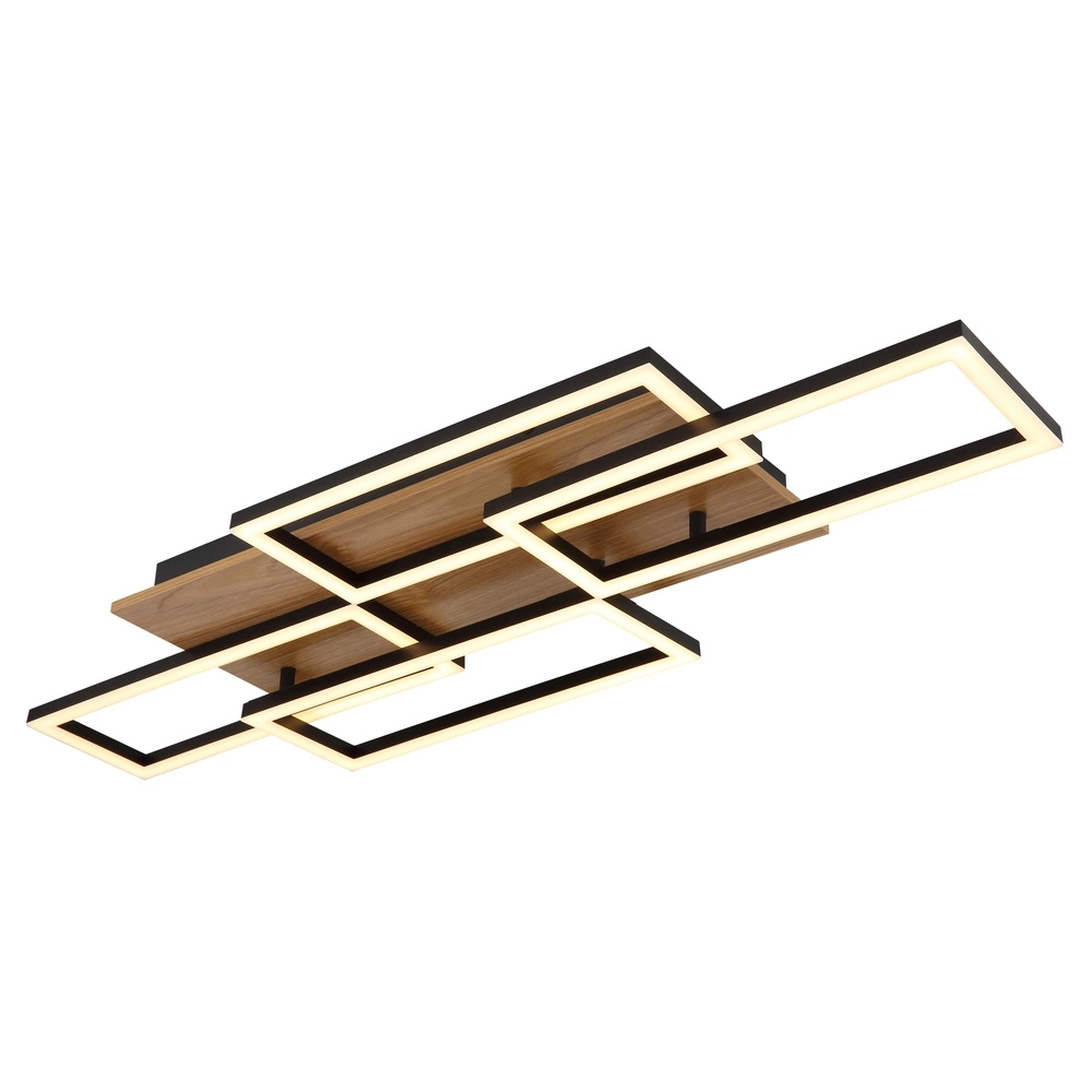 Design ceiling lamp Jeffry black with wood Globo 9007371533824