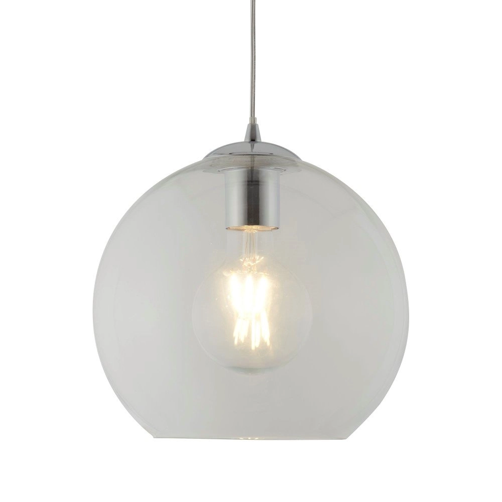 Glass pendant lamp Balls Ø 25cm grey with clear glass
