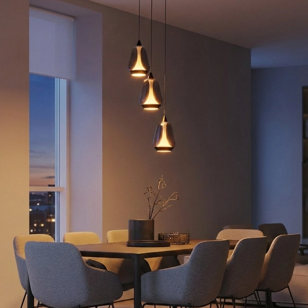 Design pendant lamp Alish 3-light smoke glass