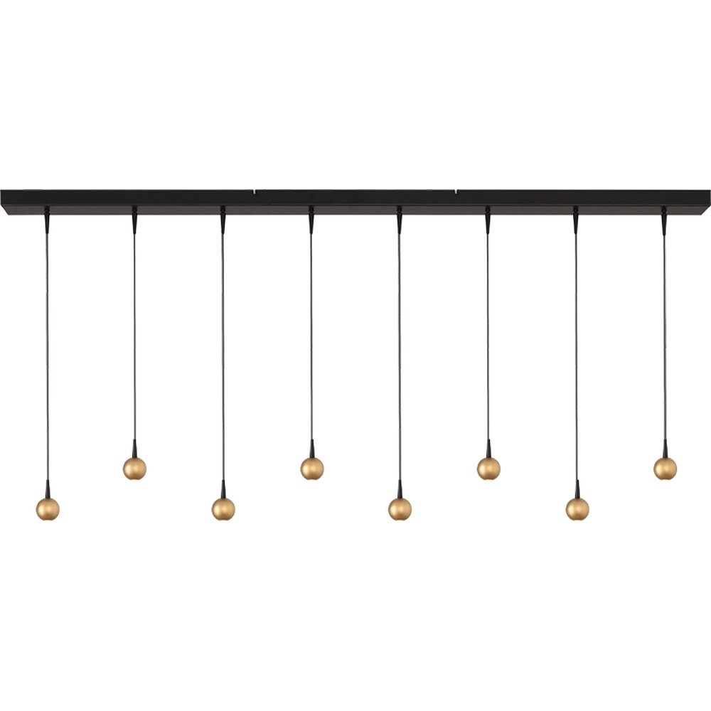 8-light pendant lamp Talana black with gold Ø 6cm DTW