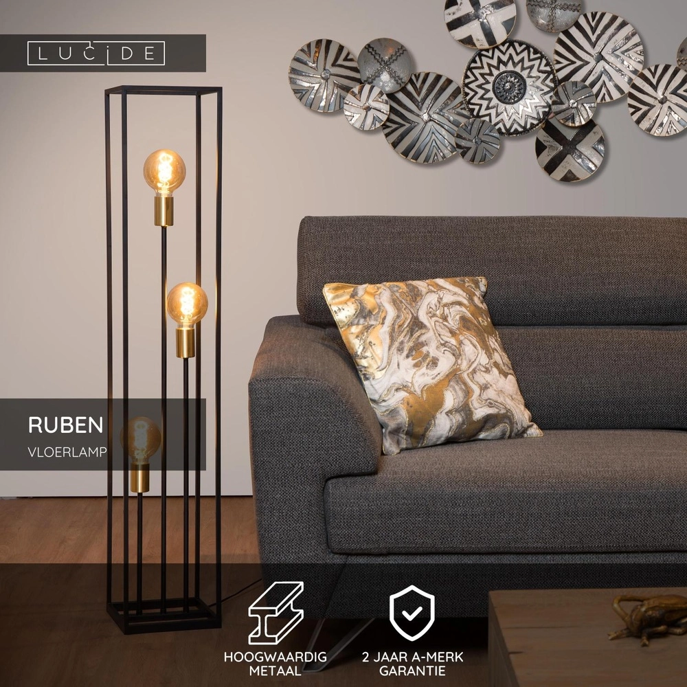 Floor lamp Ruben Black Lucide 5411212000200