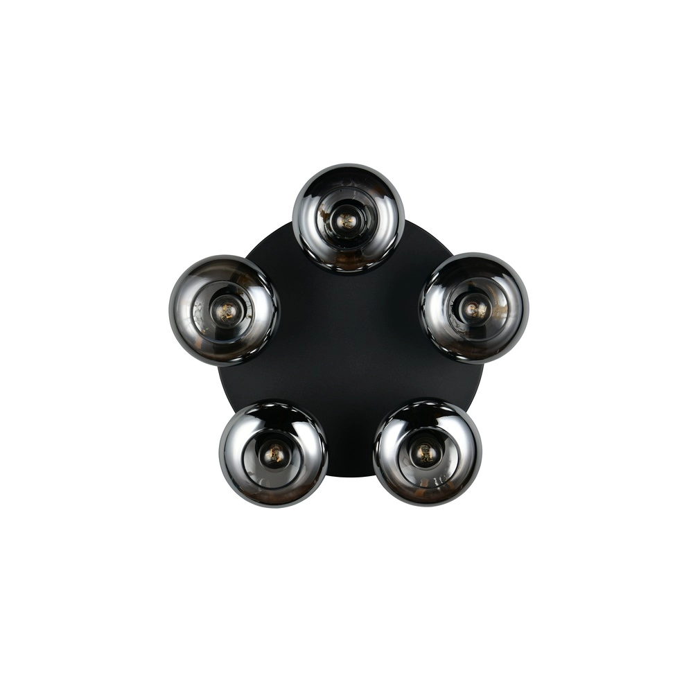 Ceiling lamp Divina 5-light black with smoke glass Trio 4017807667462
