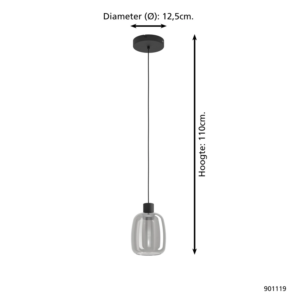 Led pendant light Molochio-Z smoke glass - Zigbee Eglo 9008606312825