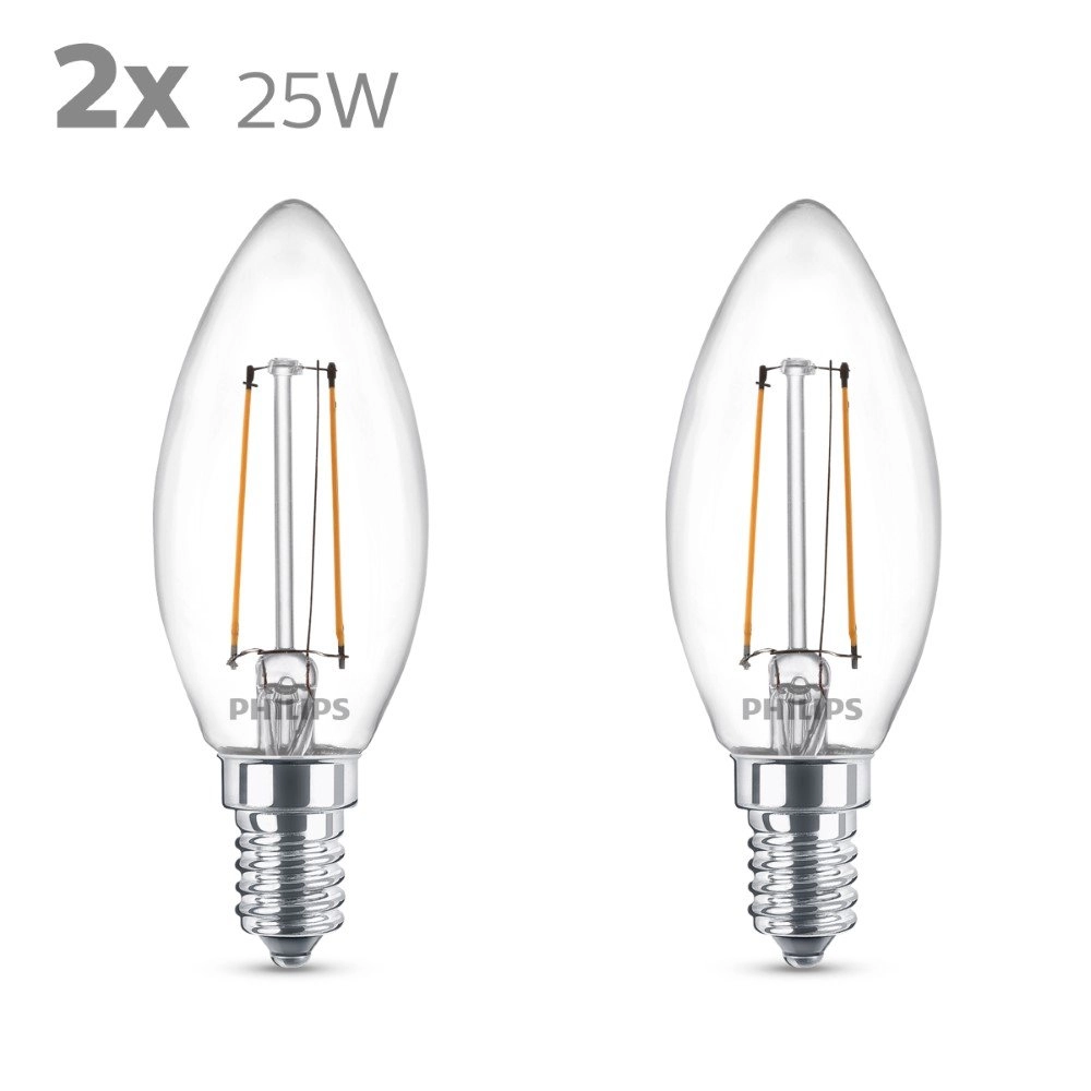 2W - E14 - 2700K - 250 lumen set with 2pcs Philips 8718699782054