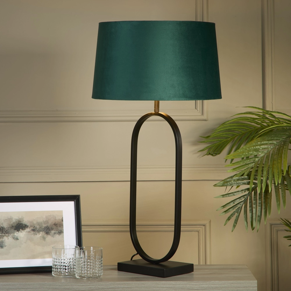 Table lamp Modish Black with emerald hood Searchlight 5053423306179