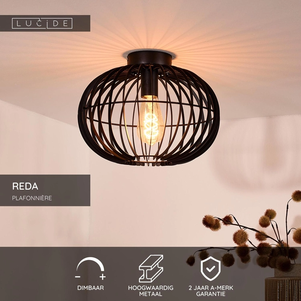 Ceiling lamp Reda Ø 32cm black Lucide 5411212782526