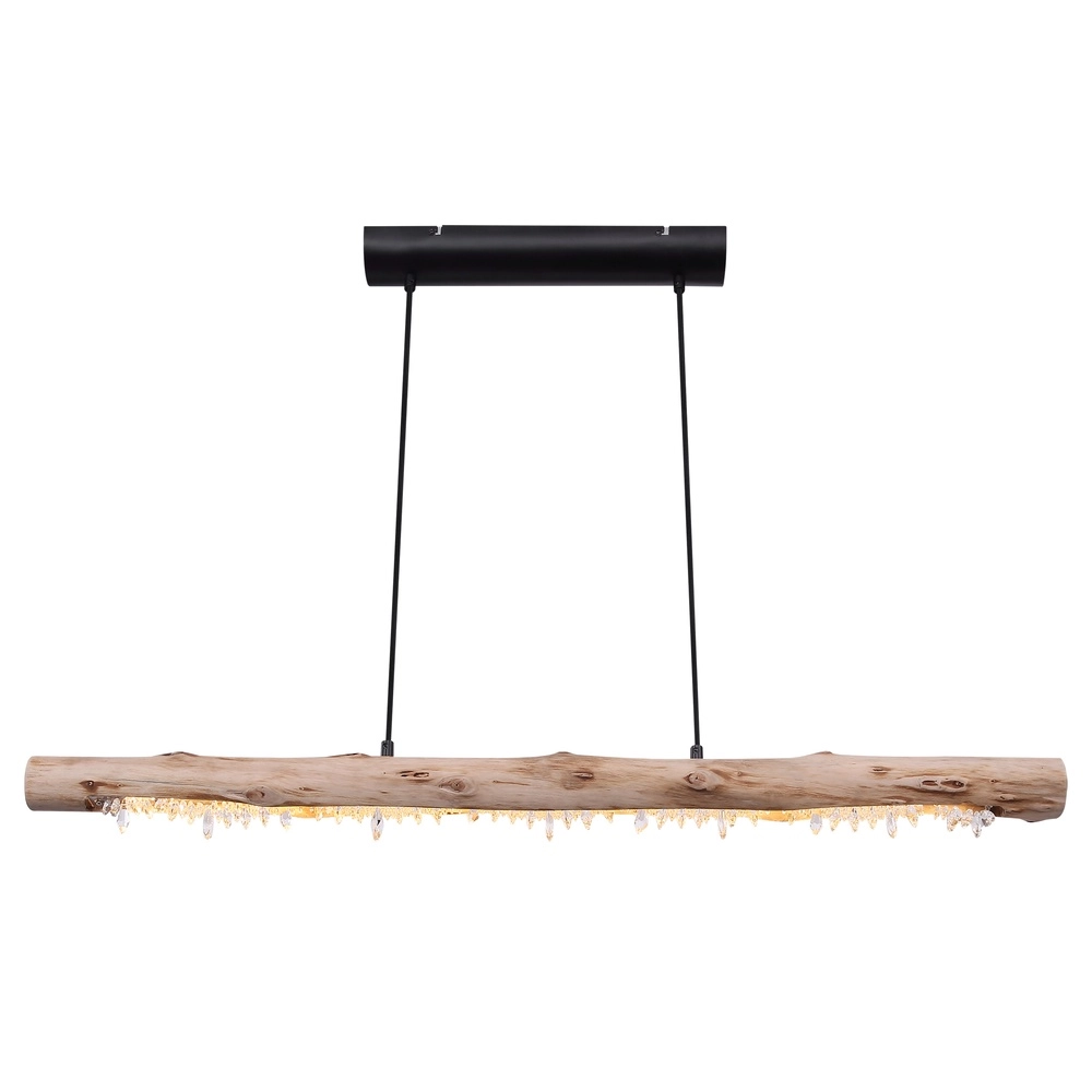 Dining table pendant lamp Felicitas black with wood Globo 9007371392889