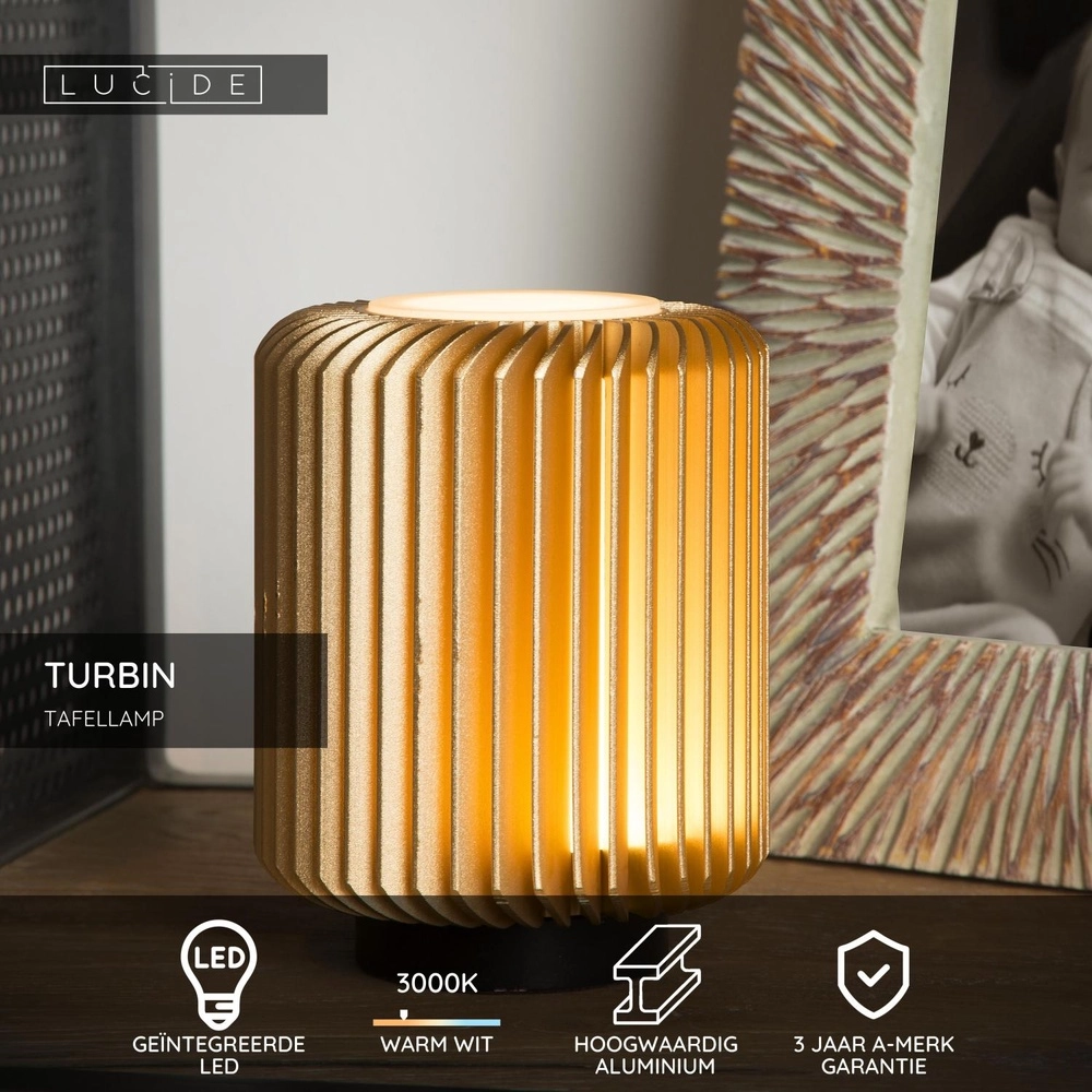 Table lamp Turbin Gold Lucide 5411212262646