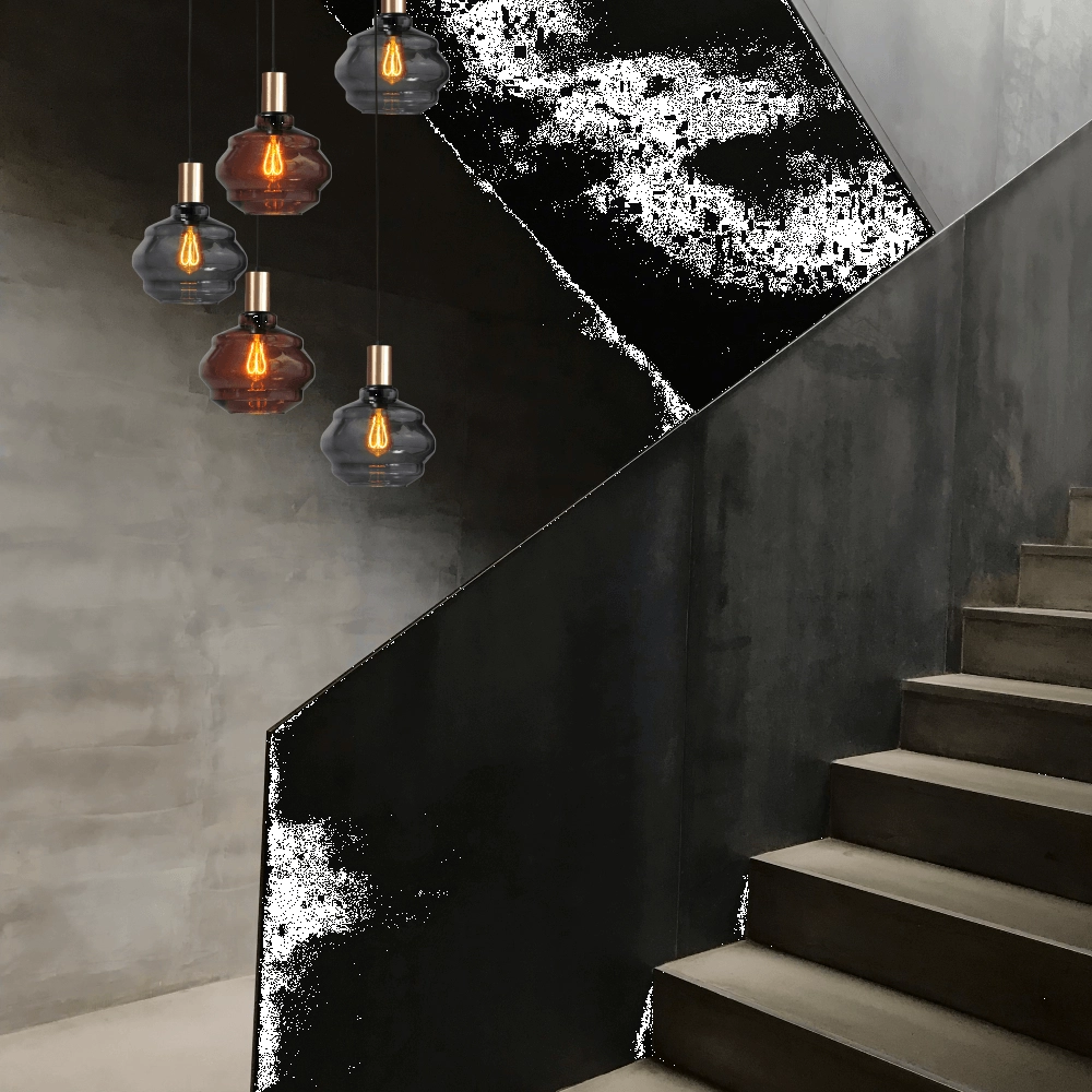 5-light loft hanging lamp - gold - Porto with Ball glasses Masterlight 8718121271262