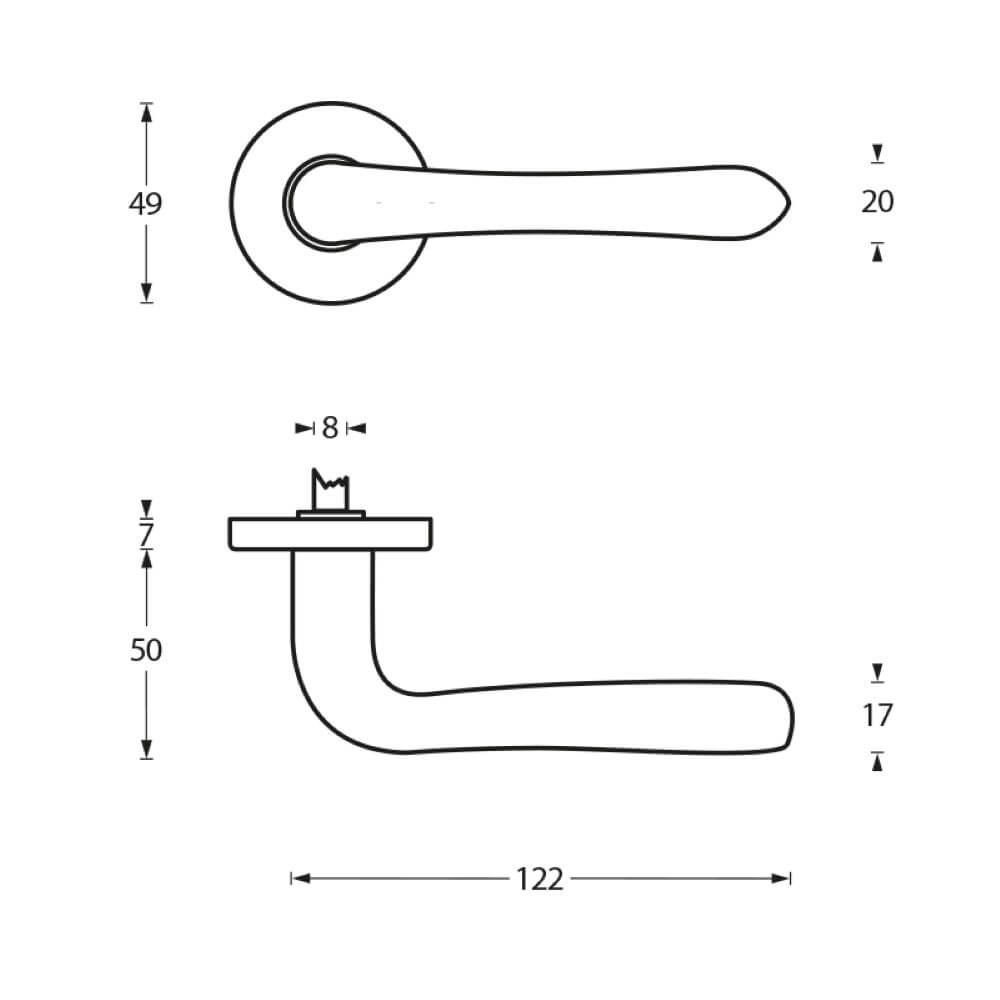 Classic door handle Saturnus matt chrome Intersteel 8714186090602