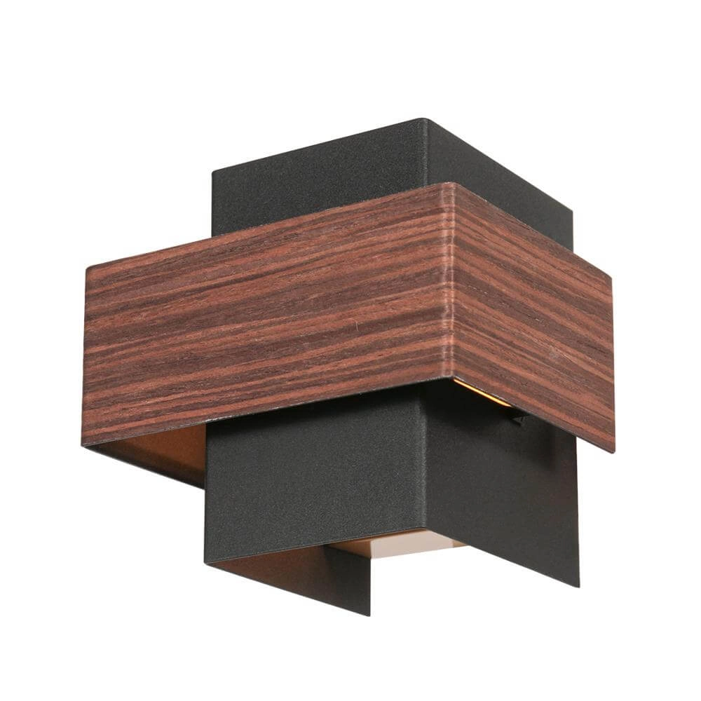 Wall lamp Muro black with wood S