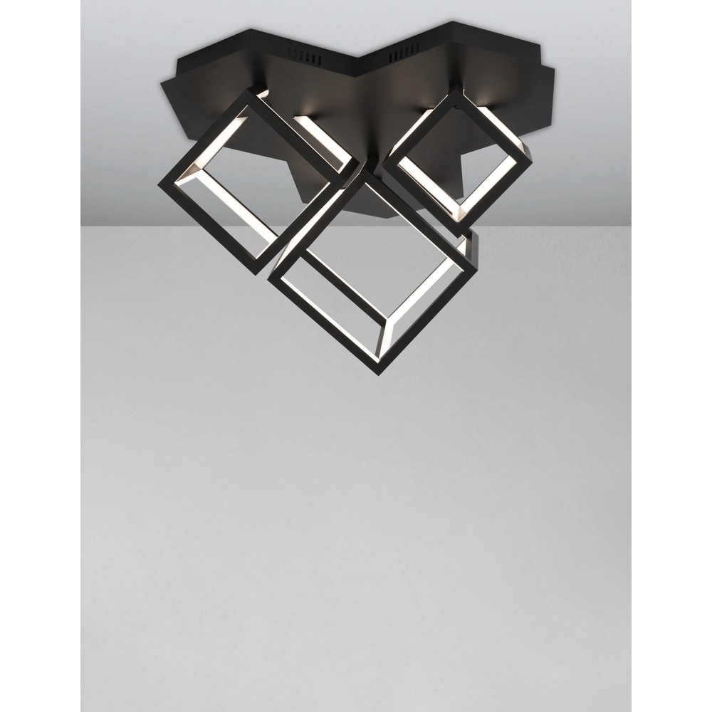 Square ceiling lamp Gabbia black