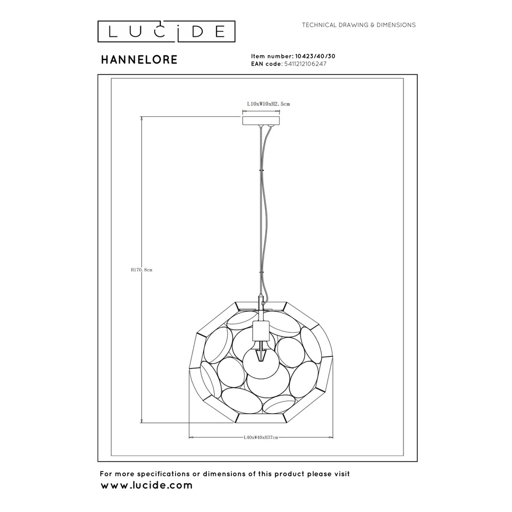 Unique pendant lamp Hannelore Ø 40cm black Lucide 5411212106247