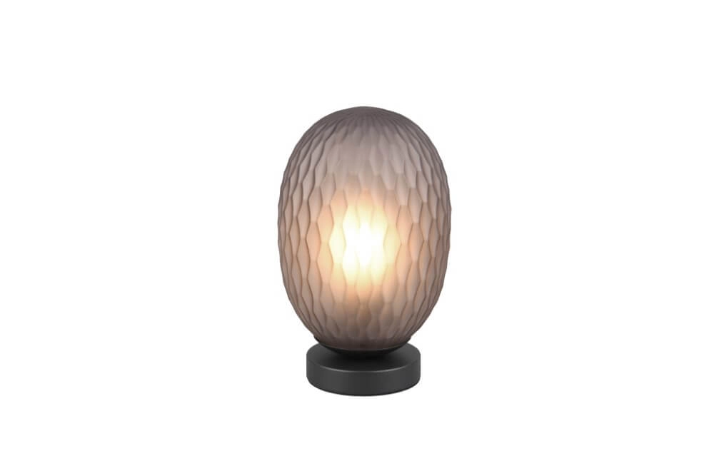 Table lamp Facette with ribbed smoke glass Trio 4017807616859
